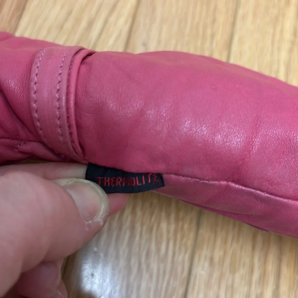 Vintage Kombi Pink‎ Leather Ladies Mittens Size Medium Skiing Snowmobiling